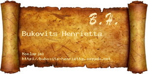 Bukovits Henrietta névjegykártya